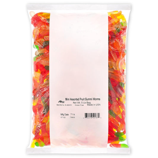 Albanese World's Best Mini Assorted Fruit Gummi Worms, 5lbs of Candy