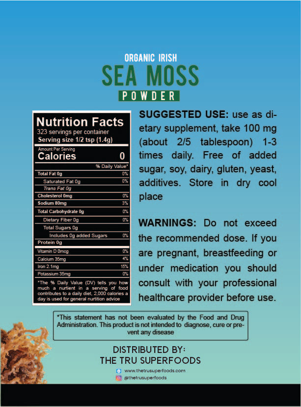 Organic Irish Sea Moss Powder(1 Lb./16 oz.)